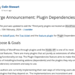 Merge Announcement: Plugin Dependencies